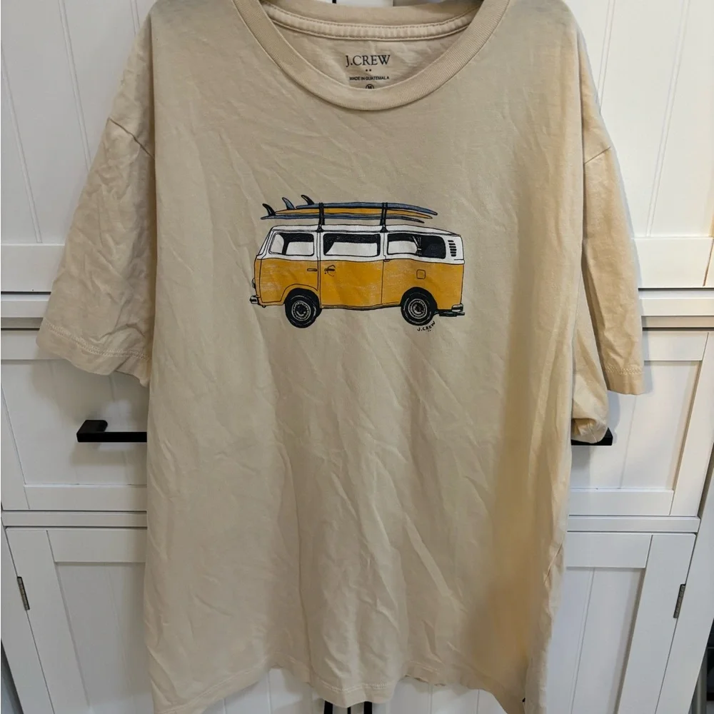 J.Crew Cream Tee‎ with Yellow Graphic